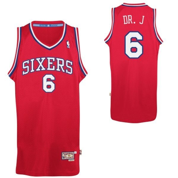2017 NBA Philadelphia 76ers #6 DR.J red jerseys